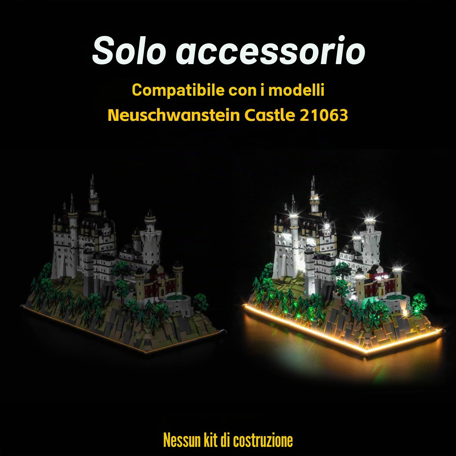 Set di luci a LED compatibile con Lego 21063 Neuschwanstein Castle, interruttore touch dimmer, illuminazione decorativa per giocattolo