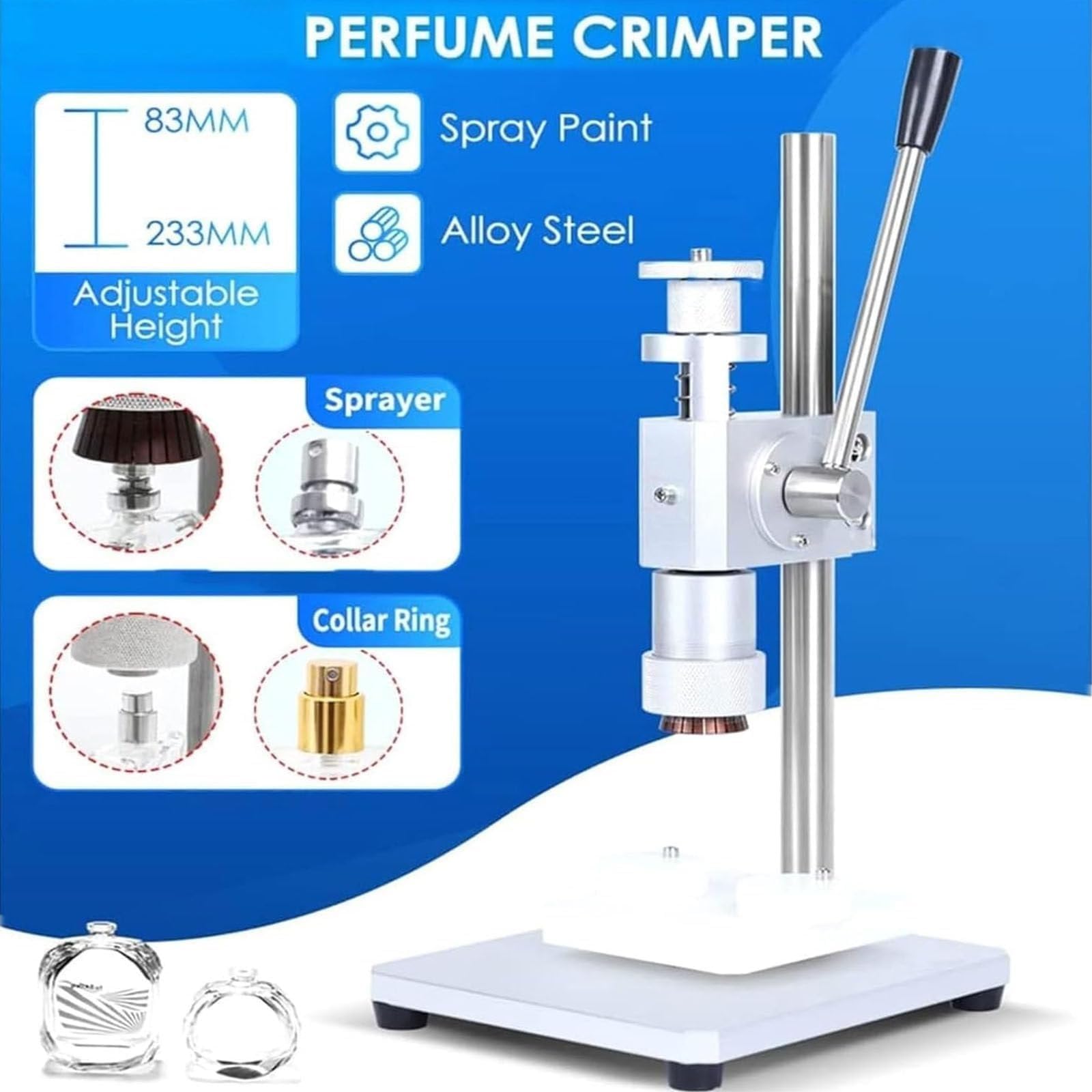 Zaciskarka do perfum - 2 w 1 ręczna maszyna do zamykania butelek perfum na biurko, narzędzie do zaciskania opryskiwaczy perfum do butelek, łatwe w użyciu, idealne do użytku domowego i profesjonalnego