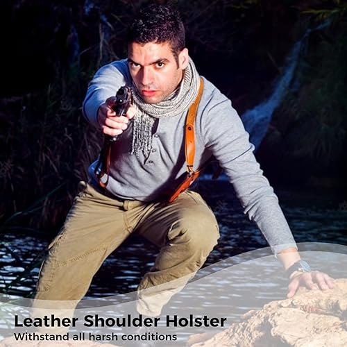 Miniatura 6 de Funda de hombro de cuero para Glock 1911 funda de hombro para transporte oculto con soporte doble para revistas para Glock 1911 y la mayoría de