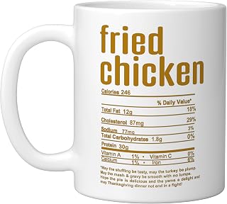 Thanksgiving Christmas Fried Chicken Nutritional Facts Ceramic Mug, White