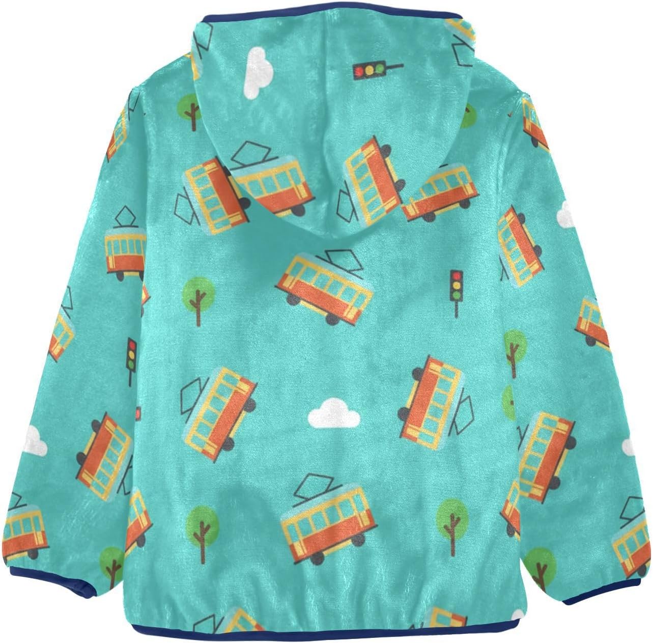 GuoChe Cartoon Tram Hooded Fleece Jacket Toddler Children Coats For Toddlers