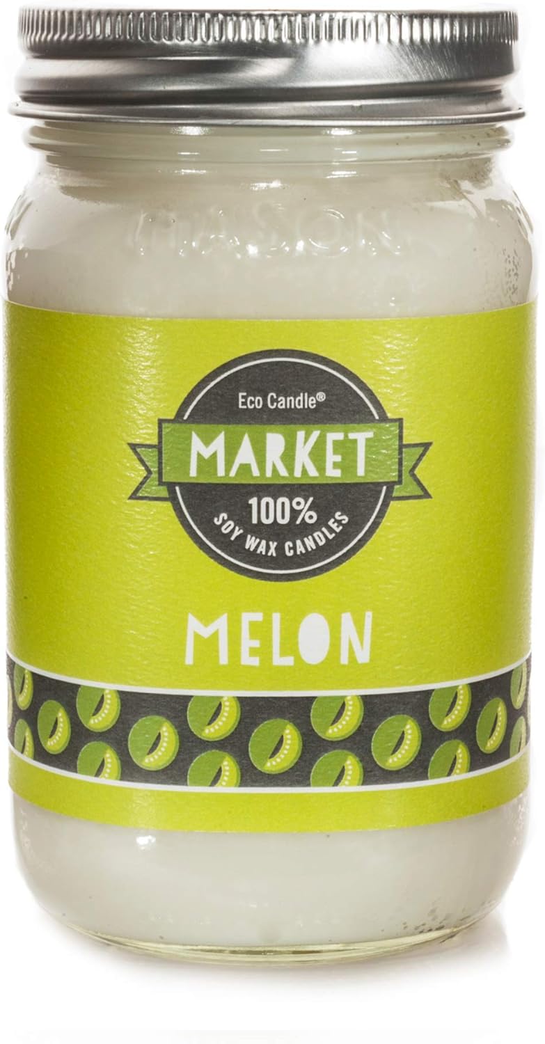 Eco Candle Co. Eco Market Mason Jar Candle, Melon, 14 oz