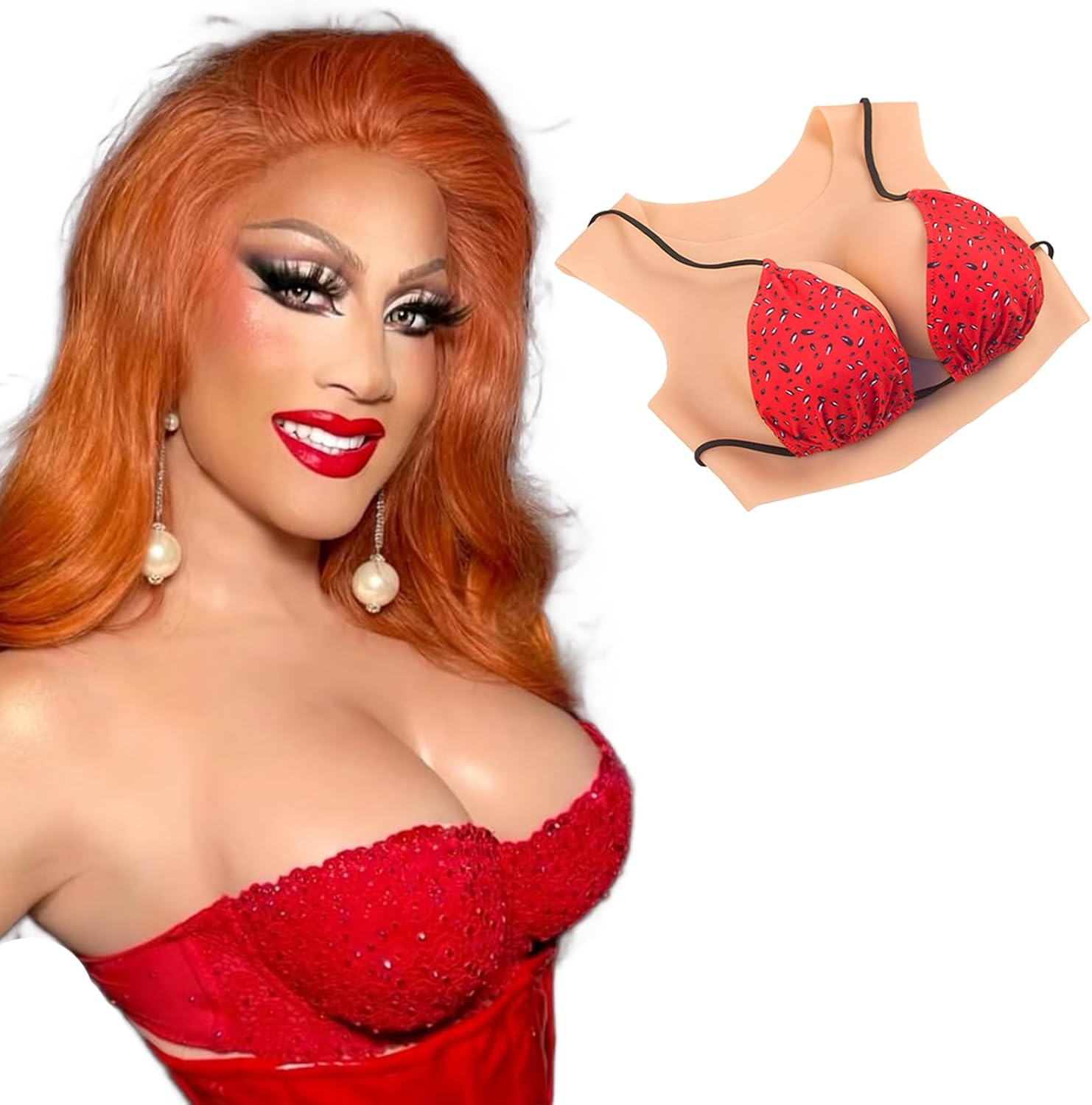 Silicone Breast Silicone Breastplate Round Collar Fake breasts Forms C-G Cup for Crossdresser DragQueen