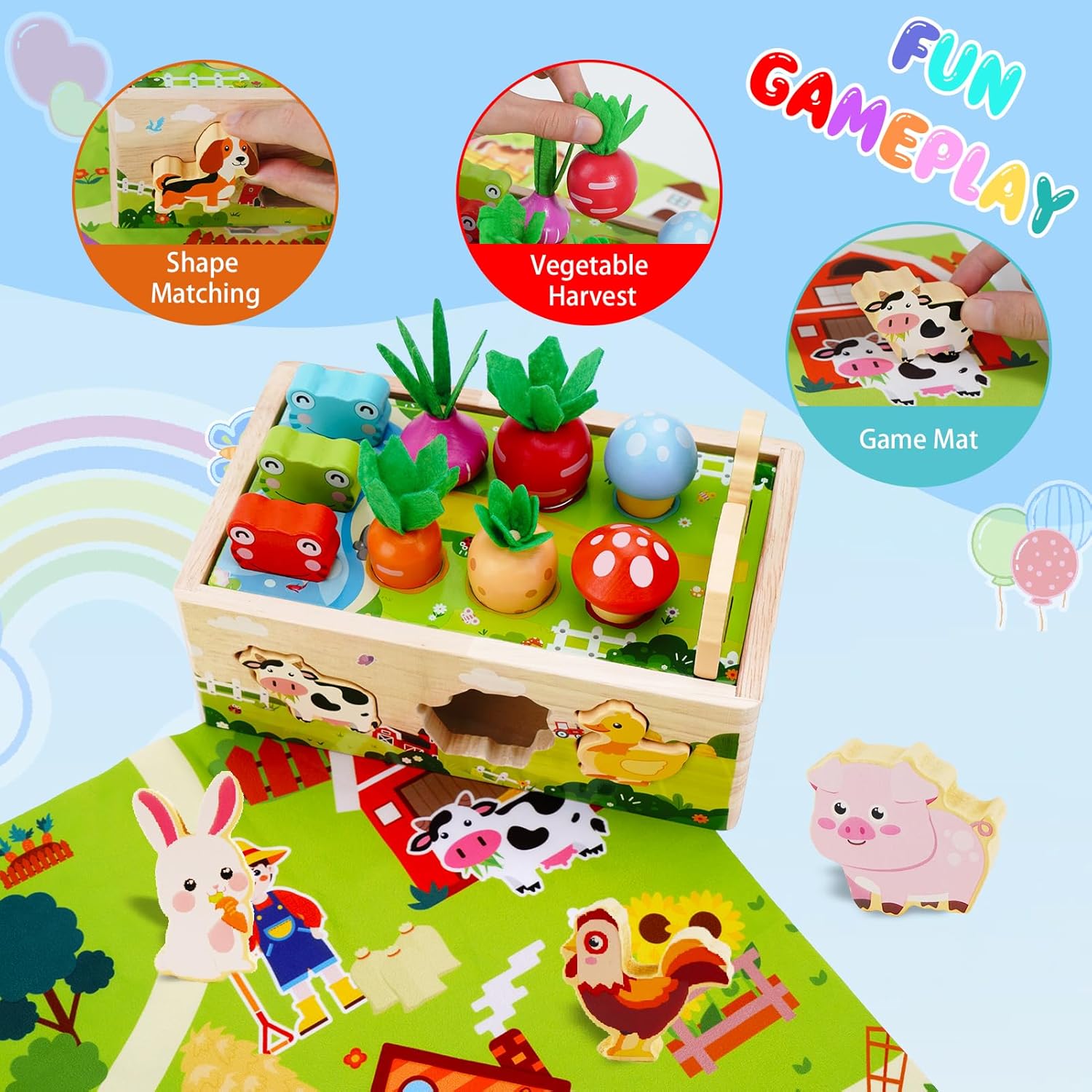 KMTJT Toddlers Montessori Wooden Toys for 1 Year Old: Baby Toys 12-18 Months | 1st One First Birthday Gifts for 1-2 Year Old Girls Boys | Educational Learning Fine Motor Skills Toy