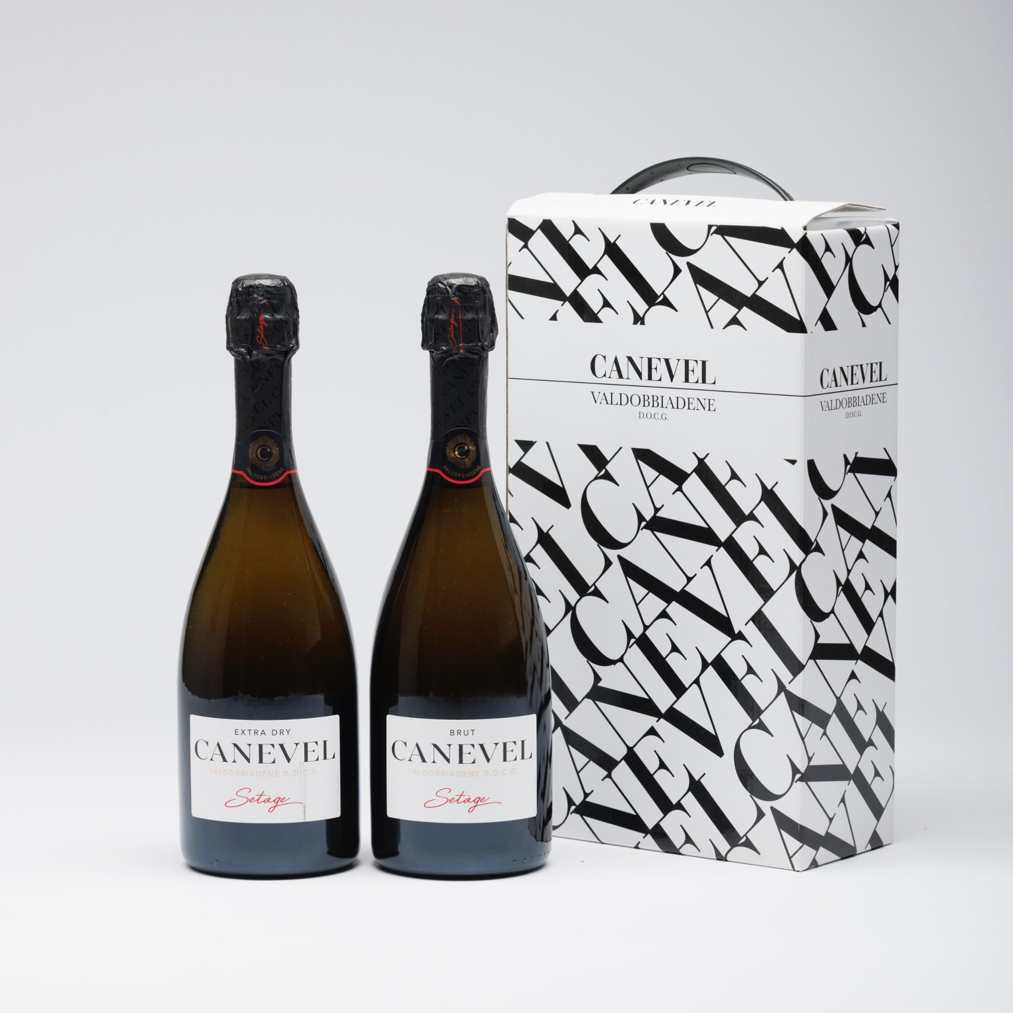 CANEVEL |Confezione esclusiva "SETÀGE" | BRUT & EXTRA DRY |Valdobbiadene Prosecco Superiore DOCG | 2 bottiglie