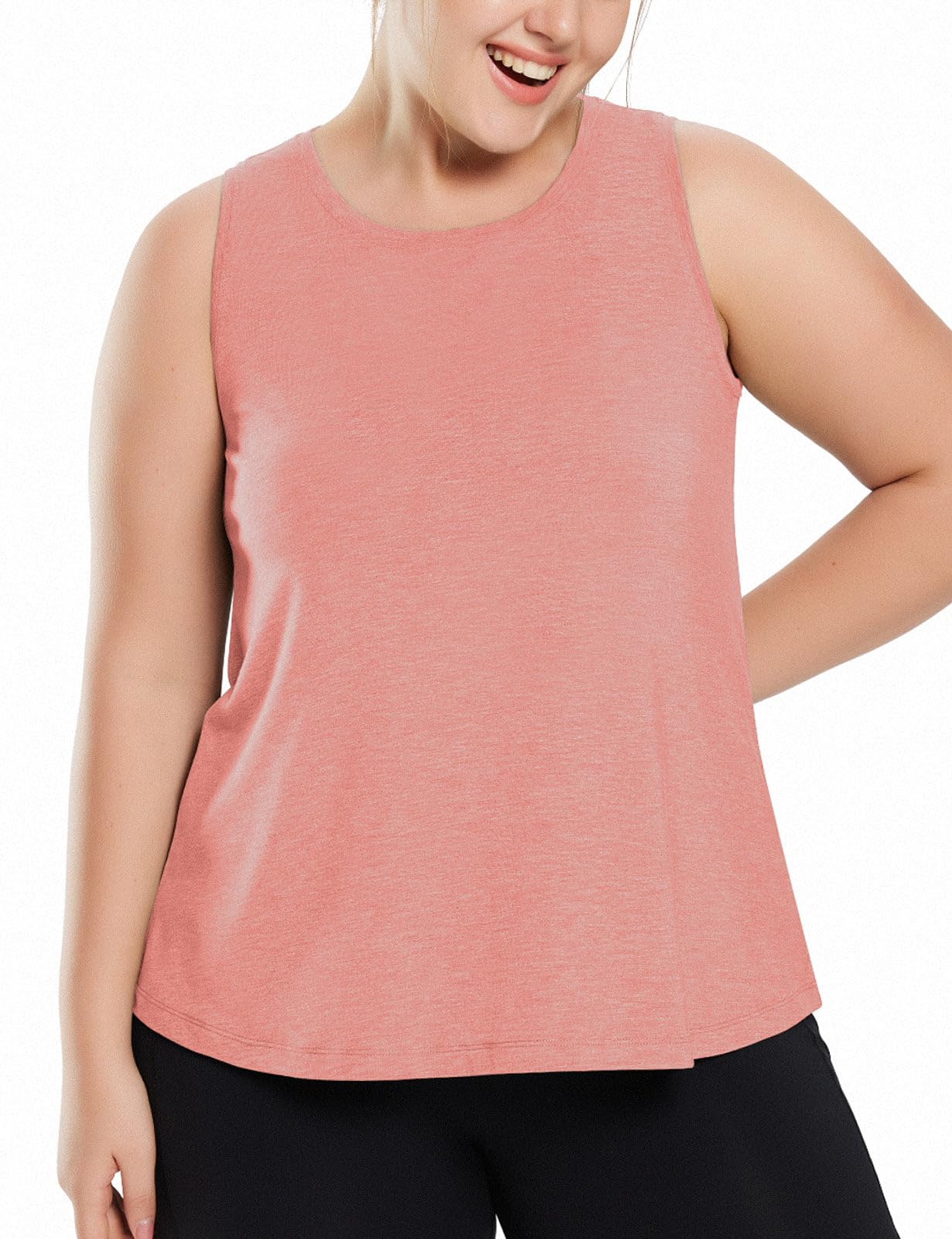 baleaf Women's Plus Size Workout Tank Tops Loose Fit Sleeveless Athetic Running Exercise Shirts