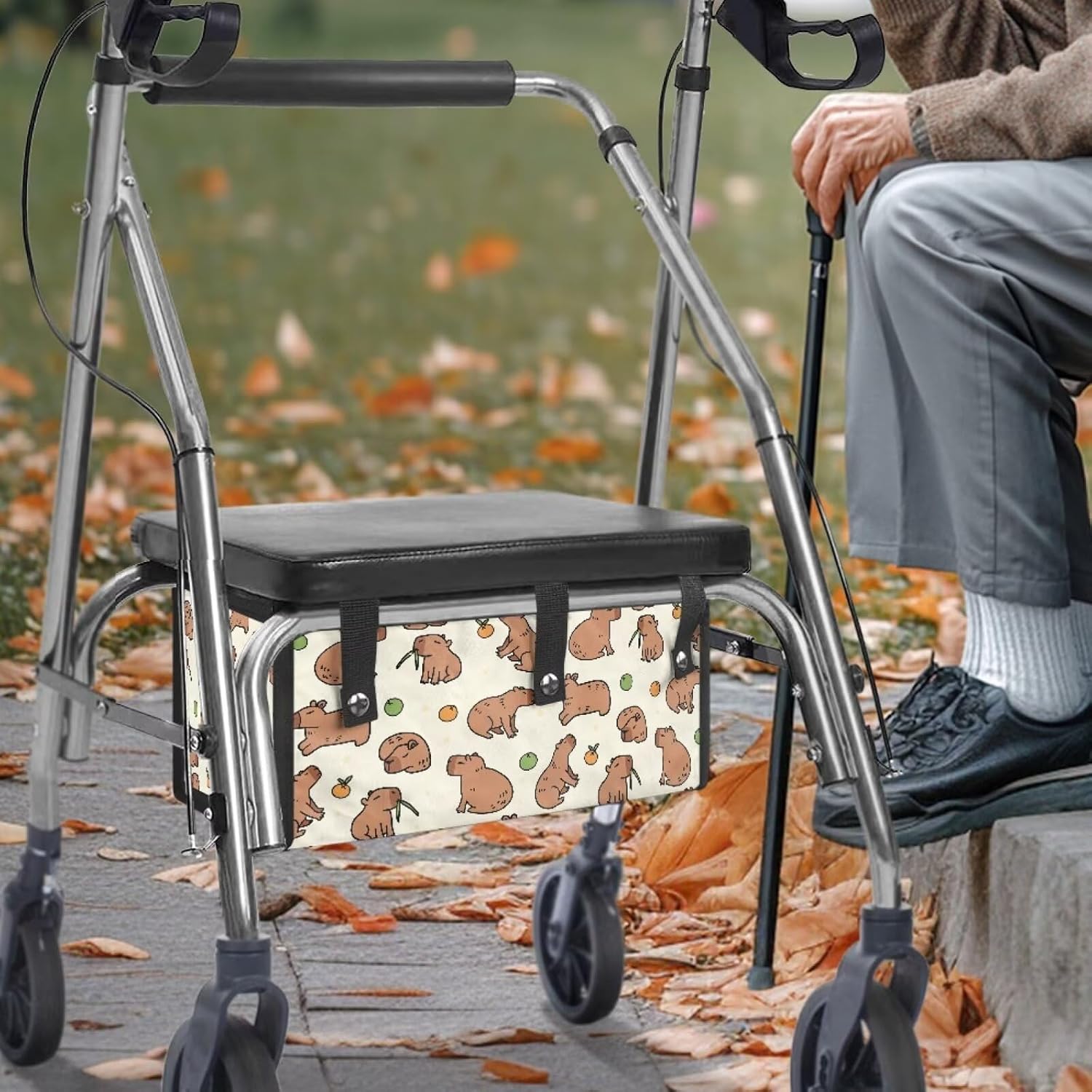Capybara Basket for Walker Under Seat Bag, Large Rolling Walker Accessories for Seniors Women Men, Reusable Basket Carry Things image 3