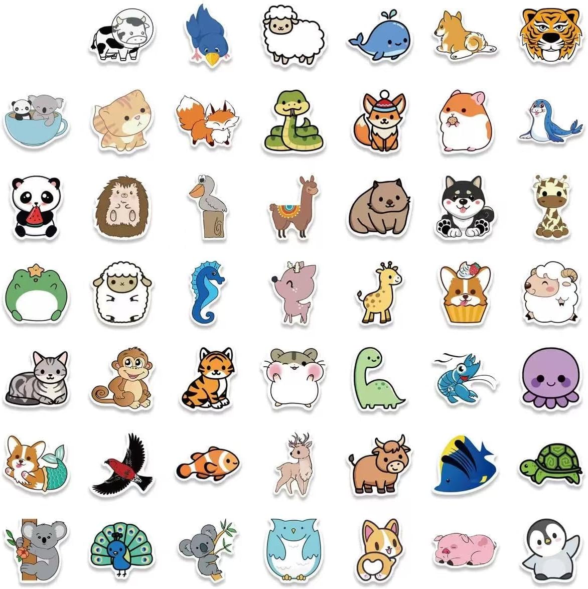 Cute Animal Stickers for Kids, Waterproof Vinyl Decals for Water Bottles, Laptops, Classroom Prizes, Elementary School Rewards (100 PCs)
