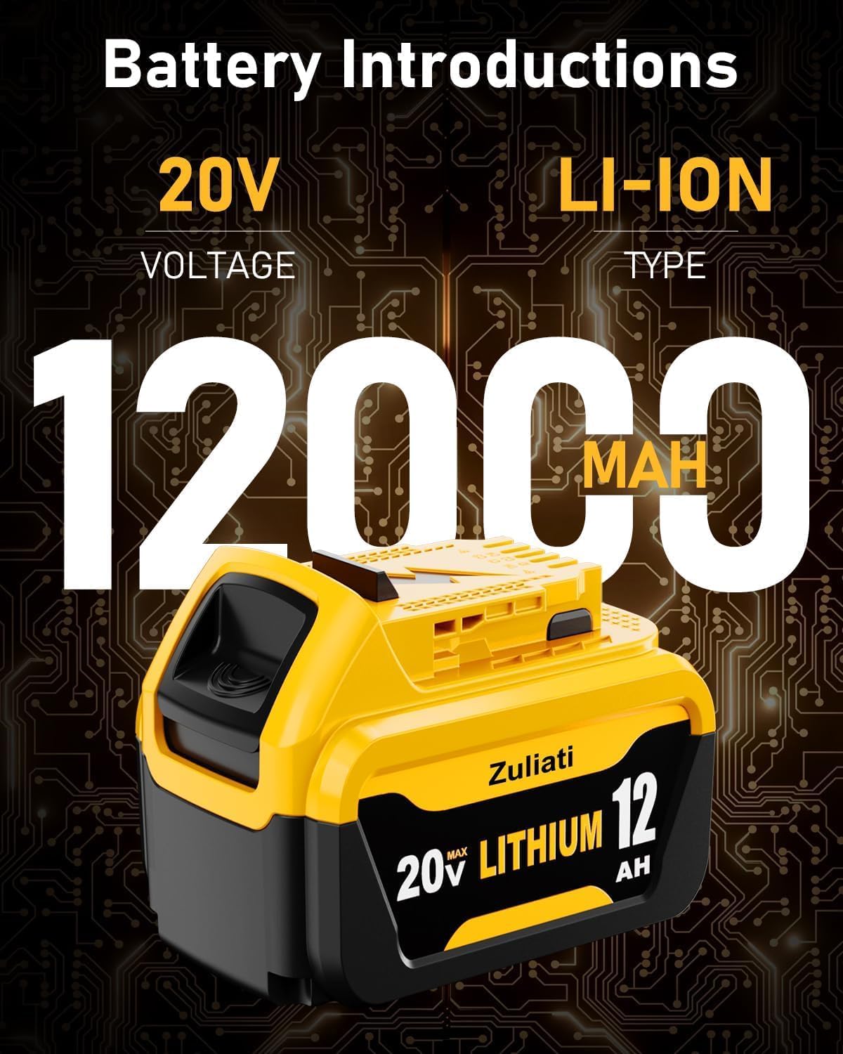 12.0Ah DCB206 Replacement for Dewalt 20V Max Battery, Compatible with Dewalt 20 Volt Drill, Impact Driver, Cordless Drill, Blower Tools(Multi-4pc)