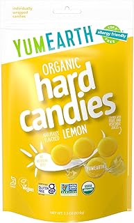 Organic Lemon Drops - Lemon Flavored Natural Hard Candy, Fruit Candy for Kids - Allergy Friendly, Non GMO, Gluten Free, Vegan