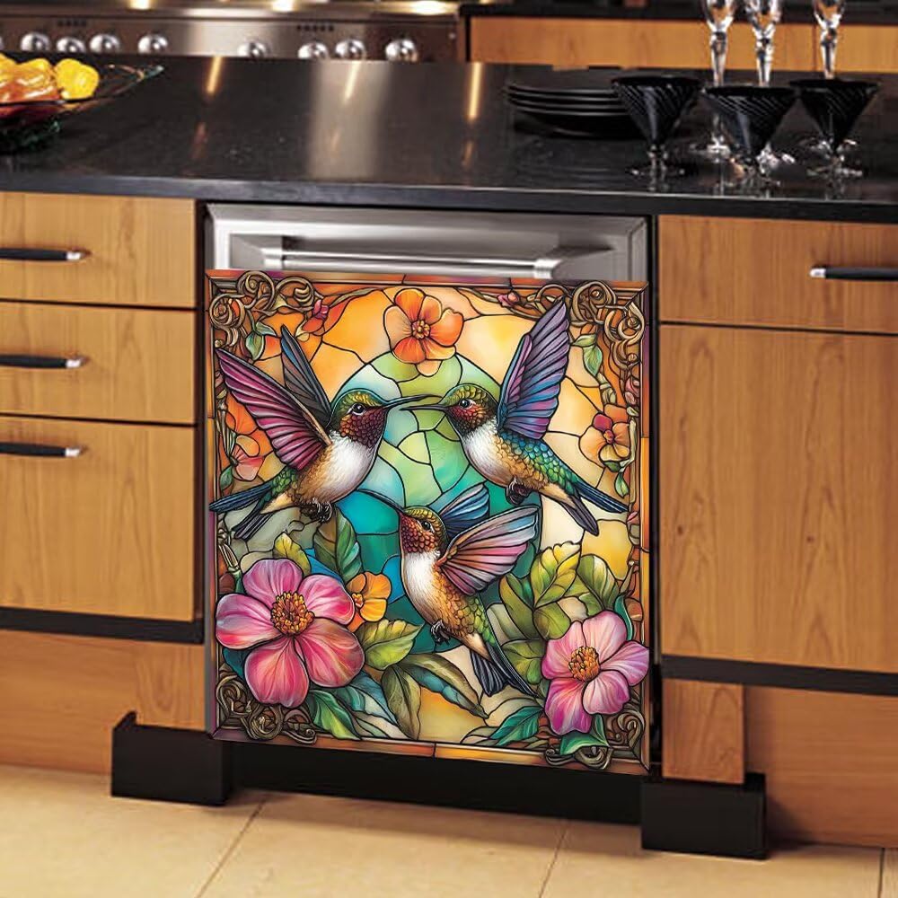 Kigai Hydrangea & Hummingbird Dishwasher Magnet Cover - 23"x26" Decorative Vinyl Sticker For Kitchen Appliances - View #6