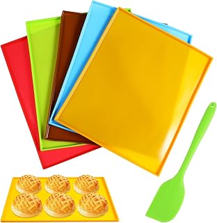 Xmas Silicone Baking Mats with Edges Nonstick, Reusable | Dishwasher Safe, Withstands 50°c to 250°c, Includes Spatula, Assorted Color for Baking