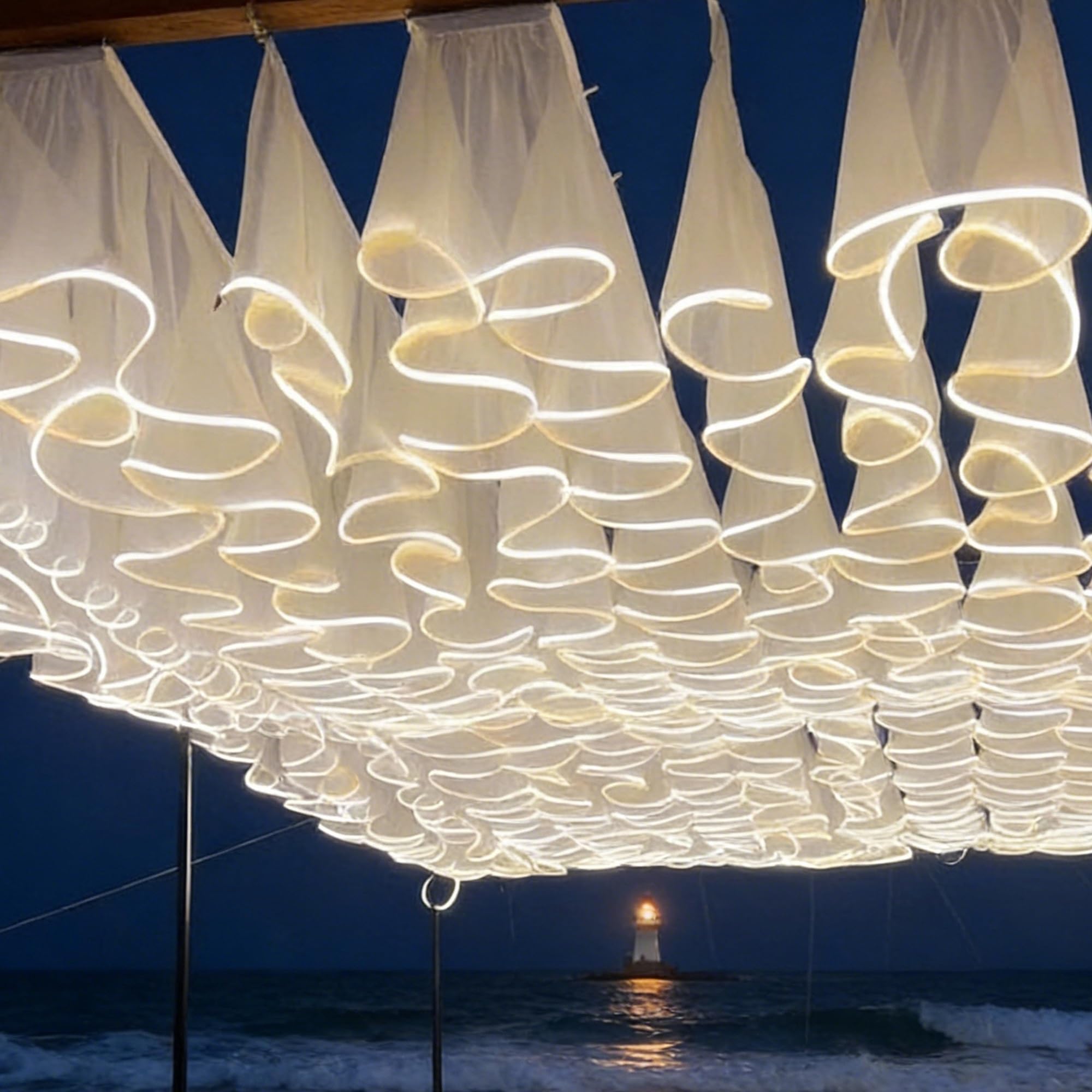 Rideau électroluminescent, 50/100M de Long, Hauteur 40-90cm, décoration fête Mariage(Long50M-Height80cm)