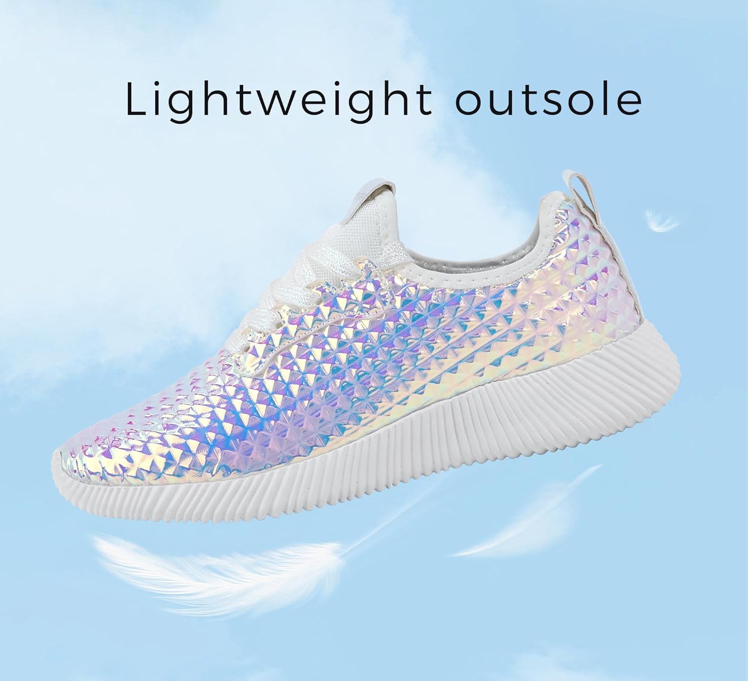 LUCKY STEP Women's Metallic Fashion Sneaker Leatherette Studded Jogger Lightweight Casual Walking Shoes