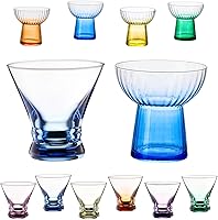 Vista 10 de ColoVie Martini Glasses set of 6,Champagne Flutes set of 6, Stemless, Colored