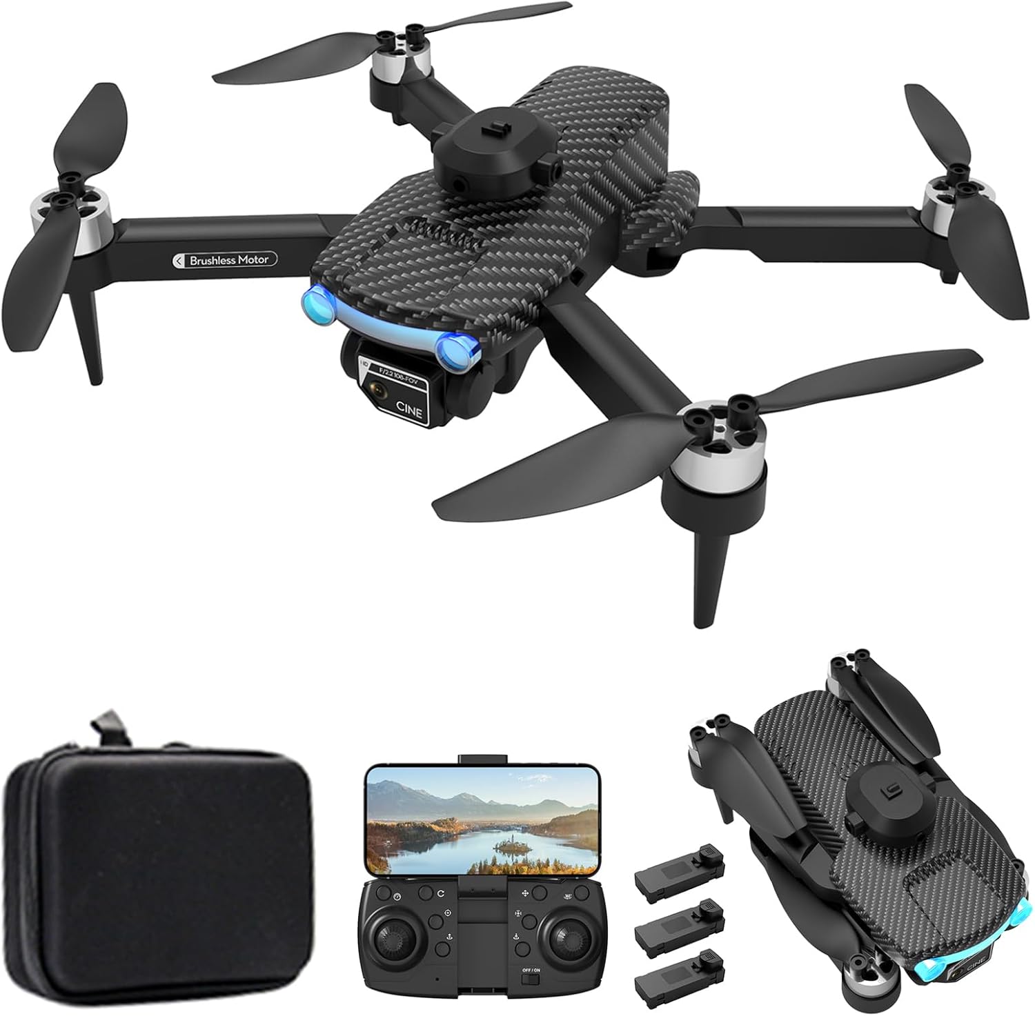 GoolRC Drone with Camera for Adults, 8K HD EIS Anti Shake Camera FPV Drone, RC Quadcopter with Brushless Motor, Obstacle Avoidance, Follow Me, Optical Flow, Headless Mode, Altitude Hold and 3 Battery