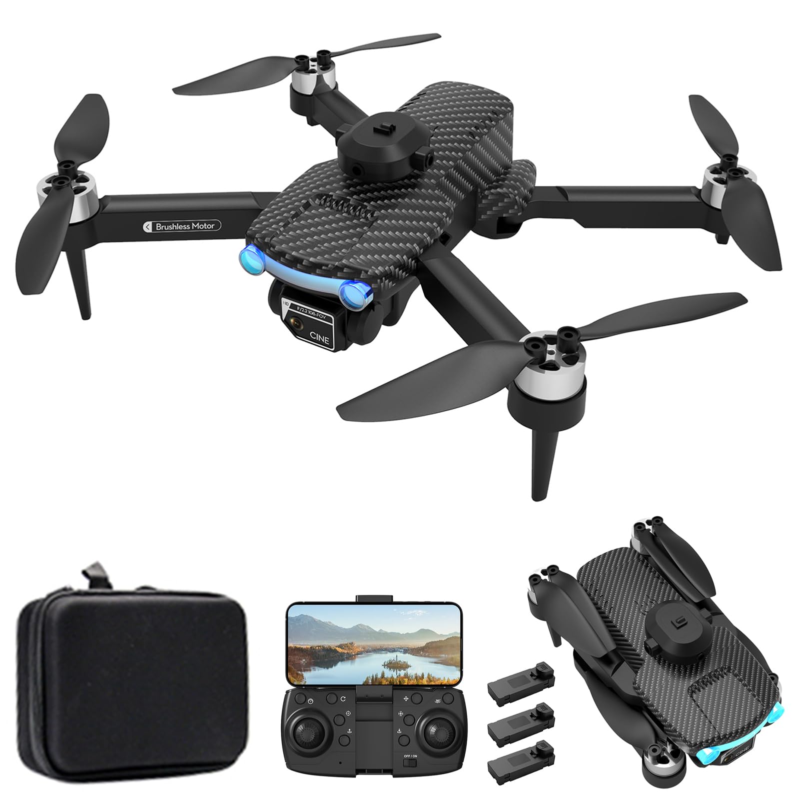 GoolRC Drone with Camera for Adults, 8K HD EIS Anti Shake Camera FPV Drone, RC Quadcopter with Brushless Motor, Obstacle Avoidance, Follow Me, Optical