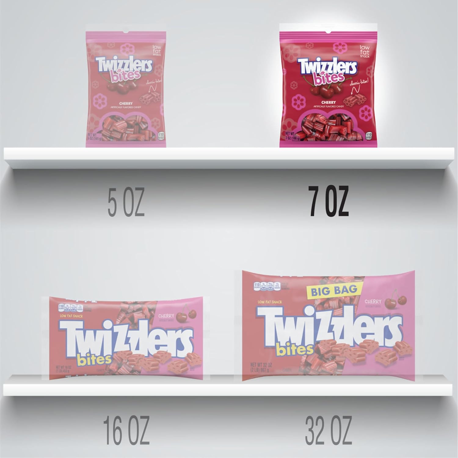 TWIZZLERS Bites Cherry Flavored Licorice Style, Chewy Candy Bags, 7 oz (12 Count)