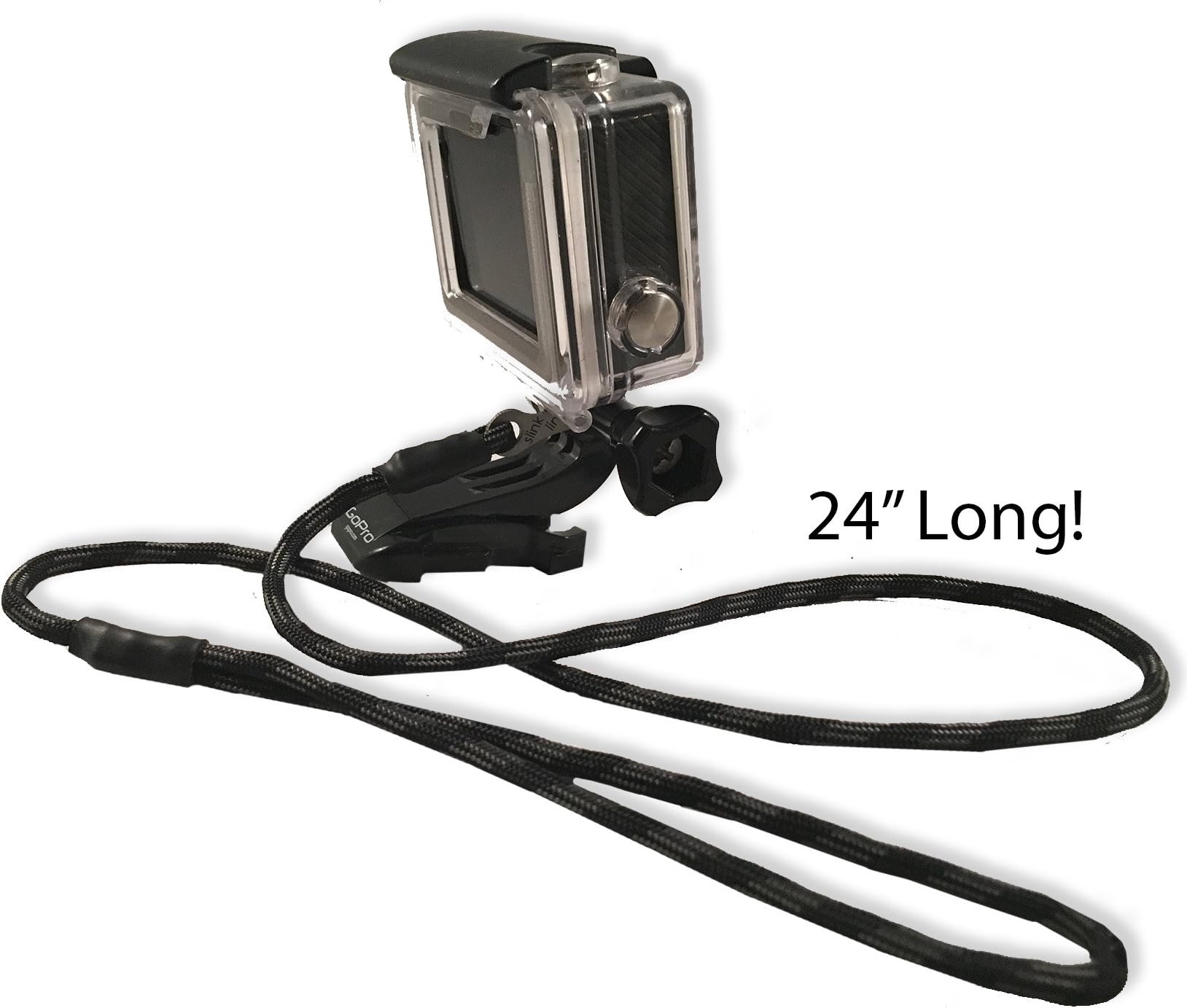 SlinkLink Magnum Extra Long 24" Safety Tether for GoPro Cameras, Designed for All GoPro Cameras! The Original GoPro Leash Designed to Tighten Between Your GoPro Thumb Screw and Camera Mount!