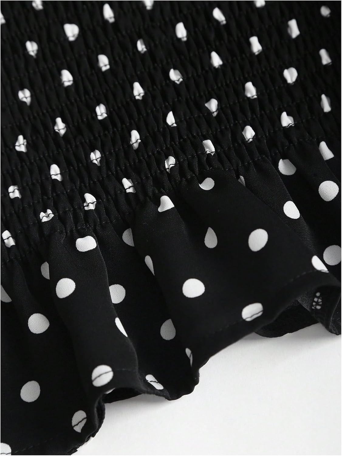 SHENHE Women's Polka Dots Ruffle Peplum Blouse Smocked Waist Bell Sleeve Dressy Going Out Top - Image 5