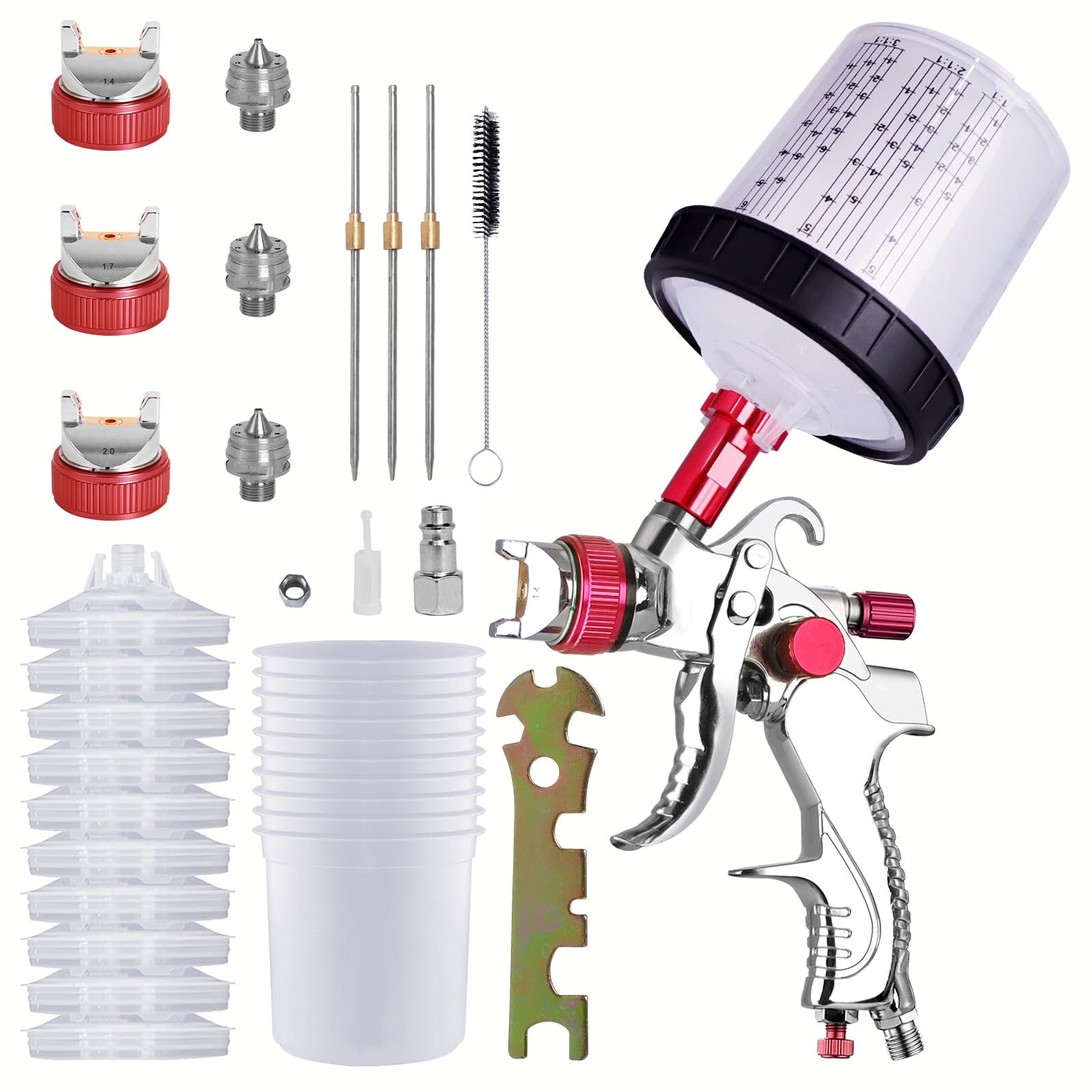 XPOtool Pistolet à peinture LVLP 500 ml - avec Godet en plastique et B