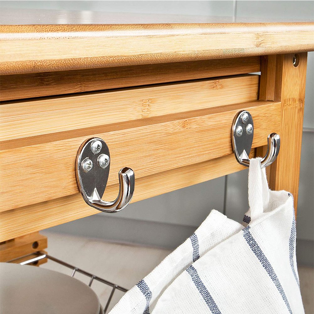 Bakaji - Carrito de Cocina de Madera de bambú con Estante para Tabla de Cortar y cajones, único