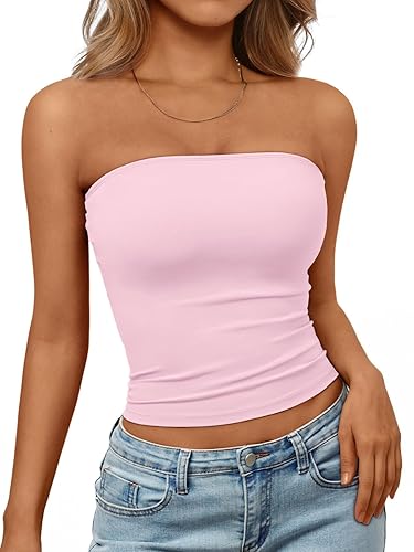 Trendy Queen Women's Strapless Bandeau Crop Top