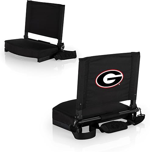 PICNIC TIME NCAA Georgia Bulldogs Gridiron - Asiento de estadio, ligero, silla plegable portátil para gradas y bancos, (negro)