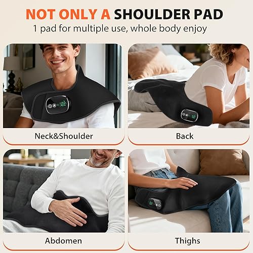 Miniatura 3 de Almohadilla térmica con peso para aliviar el dolor de cuello y hombros, almohadilla térmica eléctrica inalámbrica para cuello, hombros y espalda, 4