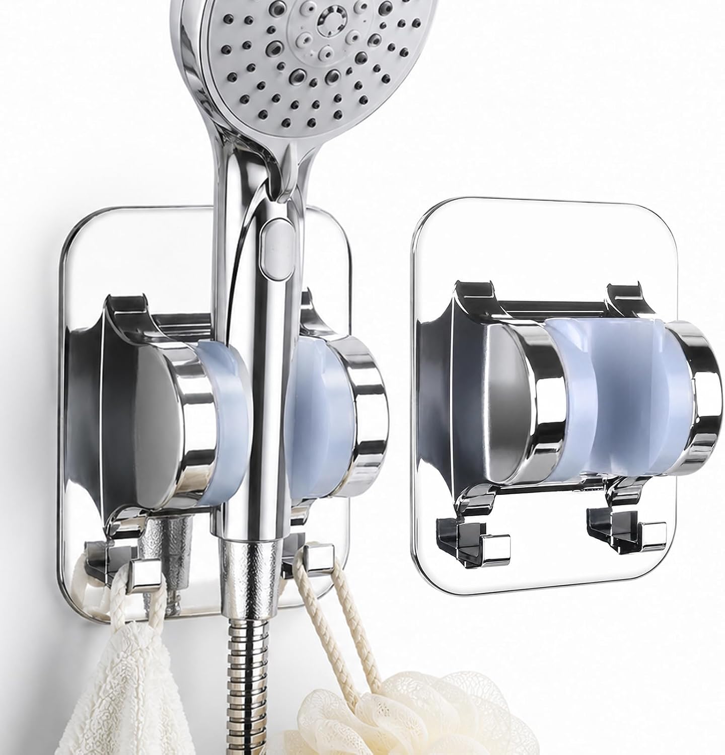 2-Piece Handheld Shower Head Holder with Hooks