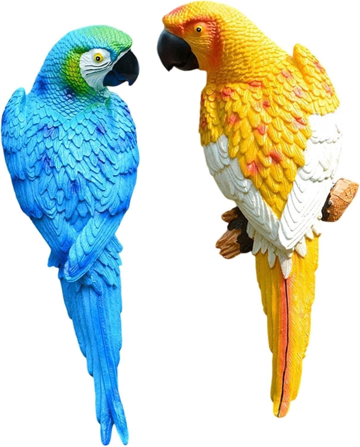 Figure di Pappagalli da Appendere in Resina per Giardino e, Blu Giallo
