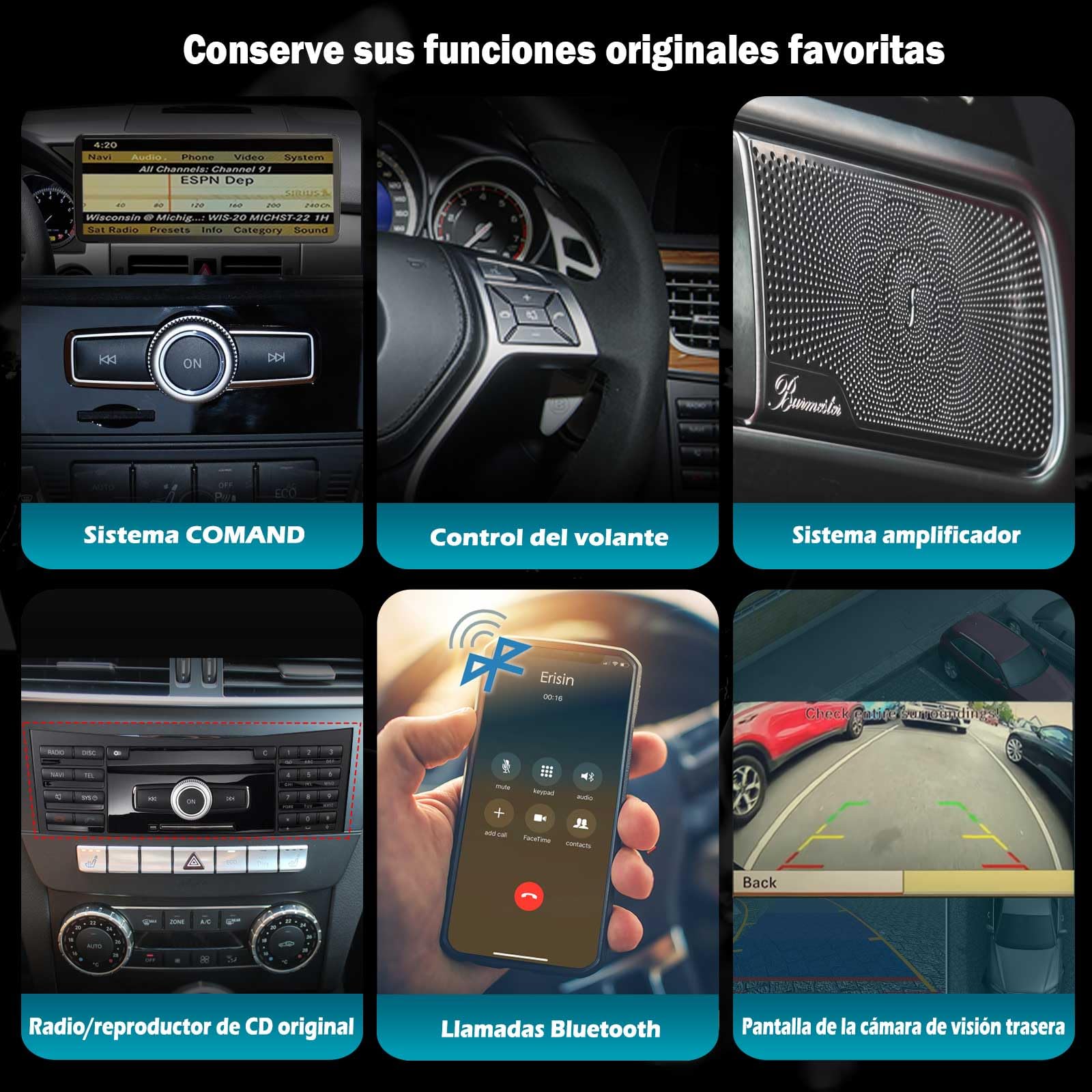 Android 16 Qualcomm 8 núcleos 8+128GB Radio de Coche Bluetooth 5.1 GPS Navegador para Mercedes-Benz GLK-Class X204 NTG 4.0 Carplay DSP Bluetooth 5.1 A2DP WiFi Dab+ Canbus Pantalla táctil