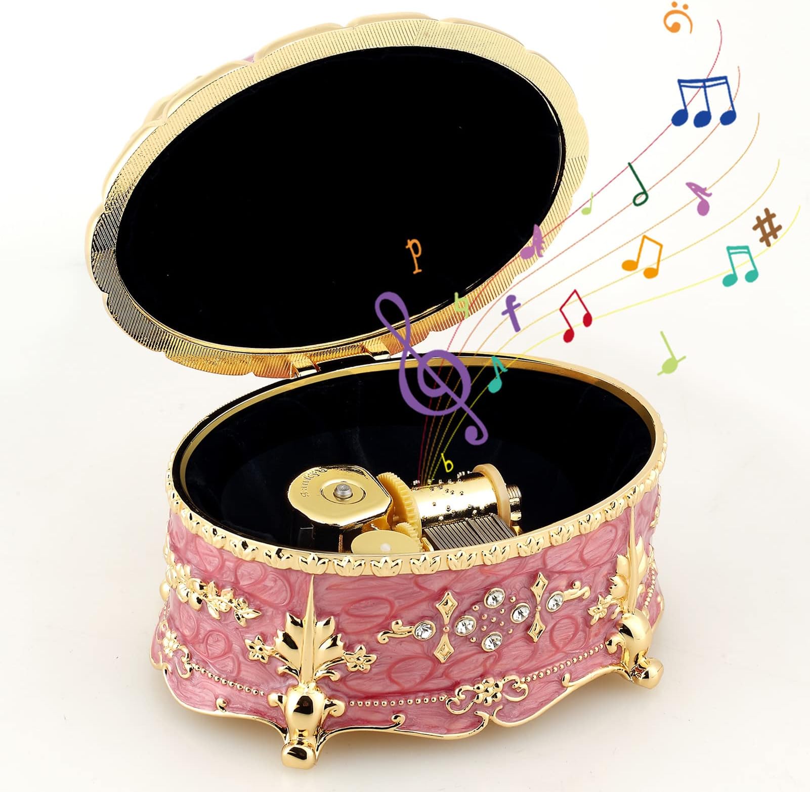 ROSIKING Emboss Alloy Metal Music Box Wind Up Movement Music Box for Friends on Christmas,Valentine's Day (Boutique Embossed Metal Music Box C, Tune;Anastasia-Once Upon a December)