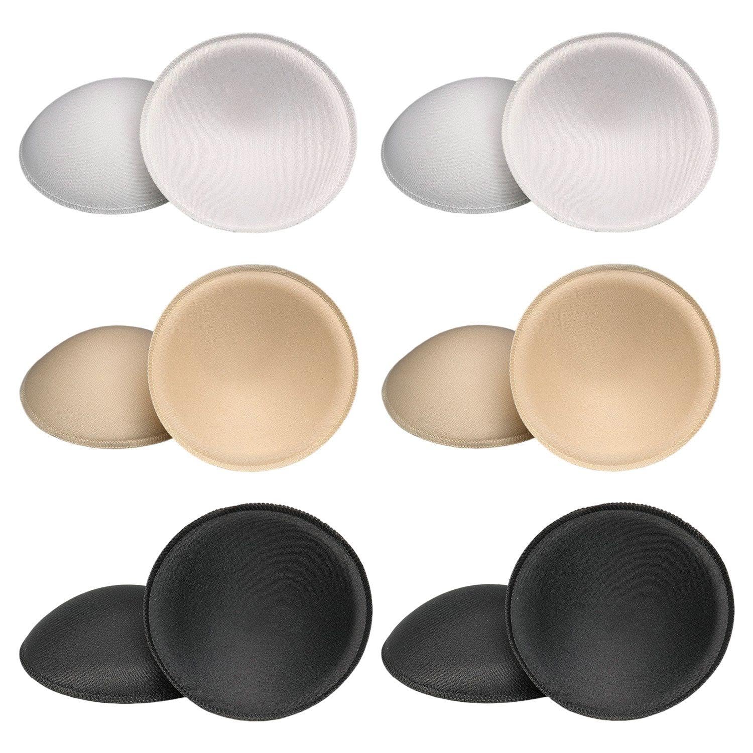 6 par okrągłych miseczek absorpcyjnych, wyjmowane miseczki chłonne, miseczki na biustonosze, miseczki z pianki absorpcyjnej, akcesoria do biustonosza, czarne, M