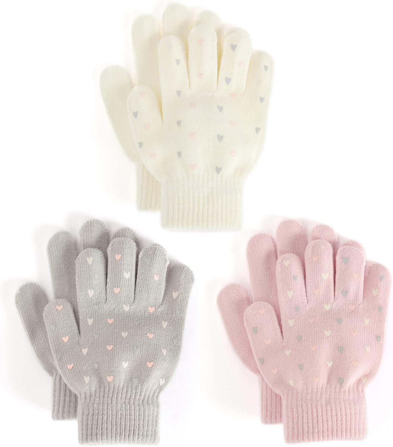 Brook + Bay Kids Magic Gloves – 3 Pack Kids Winter Gloves – Cold Weather Gloves for Boys & Girls – Children’s Knit Gloves