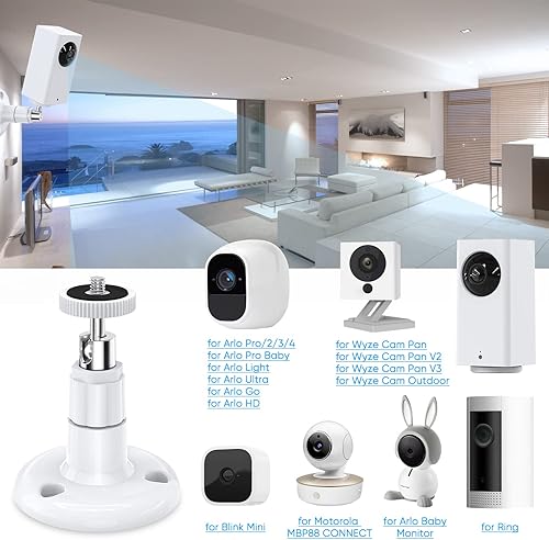 Miniatura 2 de FastSnail Soporte de pared compatible con Wyze Cam Pan & Wyze Cam Pan V2 & Wyze Cam V3, montaje ajustable para interiores y exteriores para WyzeCam