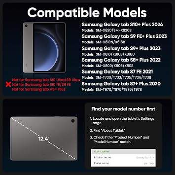 doqo for Samsung Galaxy Tab S10+ Plus/S9+/S9 FE+/S8+/S7+/S7 FE Keyboard case 12.4 Magnetic Case with Keyboard Touchpad Bluetooth Backlit Floating Cantilever Stand Slim Protective Cover Folio Black