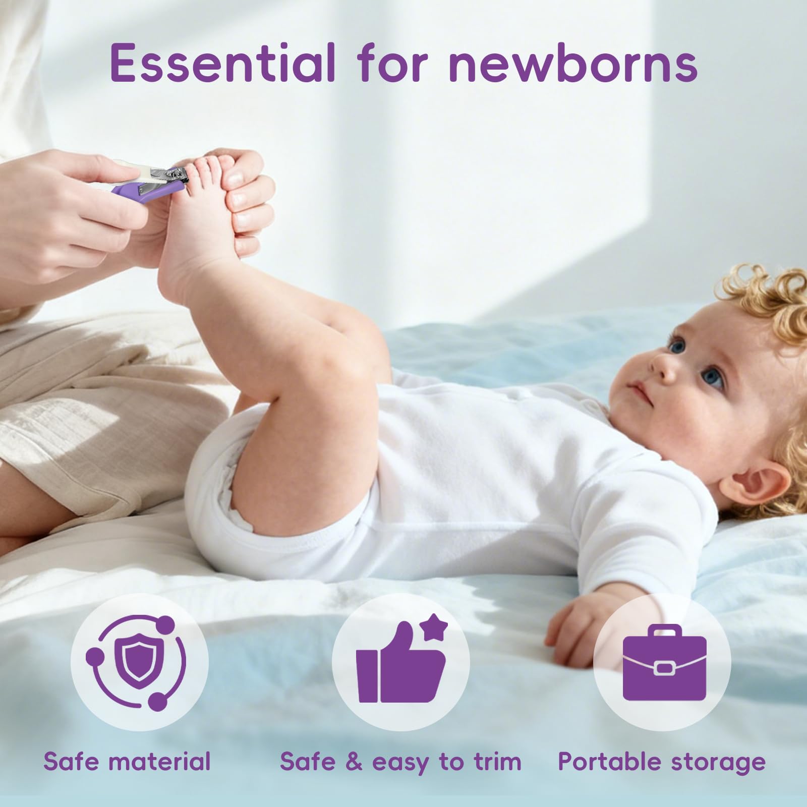 7 Pcs Manucure Bébé, Trousse de Soin Bébé, avec Brosse à Cheveux Étui Pince à Ongles Ciseaux ect, pour Nouveau-Nés Filles Garçons
