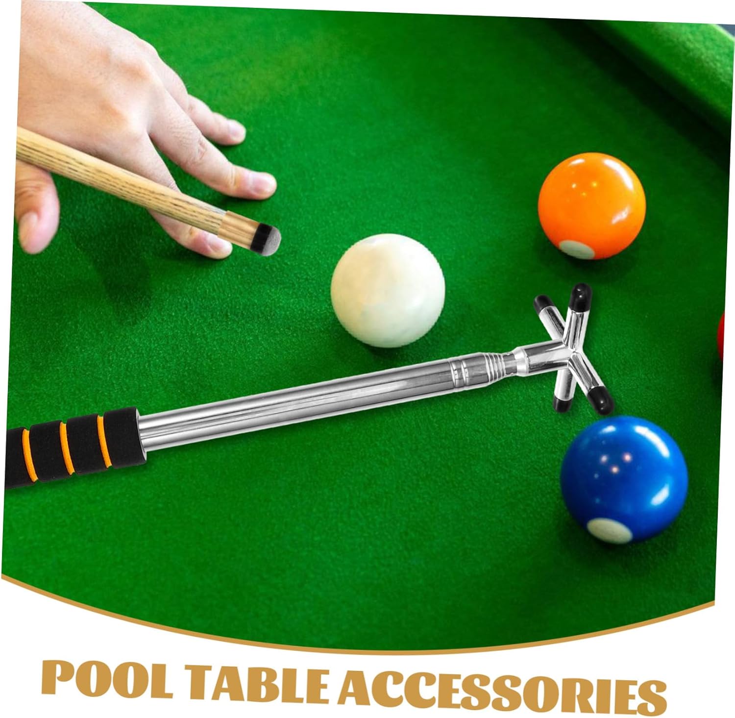BESPORTBLE 5pcs Stainless Steel Billiard Cue Holder Bridge Orange Handle Portable Support for Pool Sticks and Easy to Use Billiard Accessory