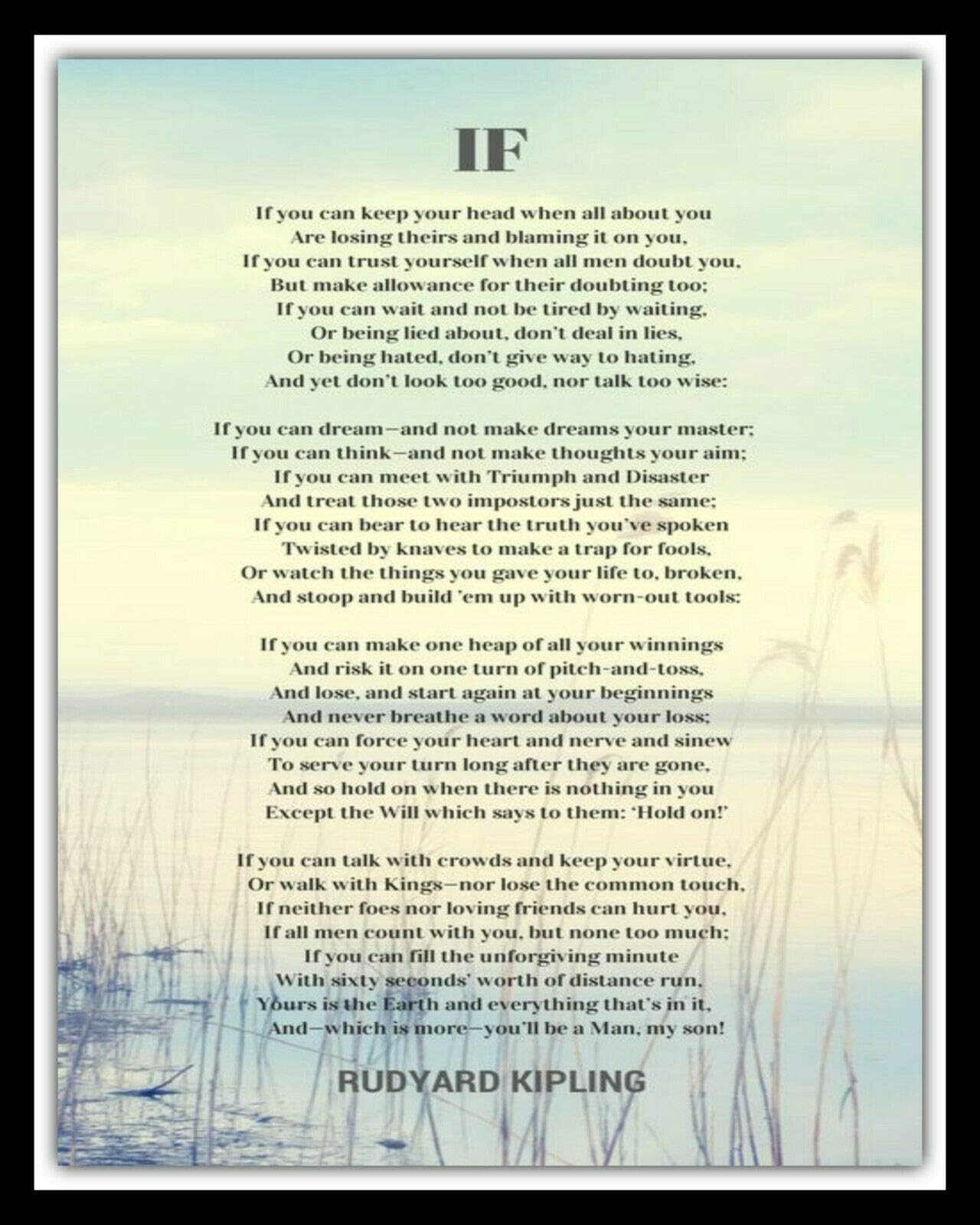 Decorative Signs Kipling If Poem Metal Plaque