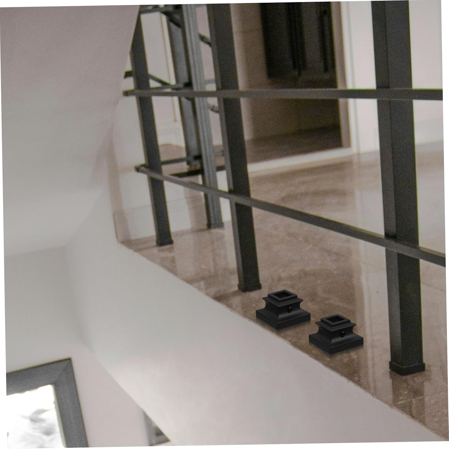 HOMSFOU 6pcs Stair Spindles Kit Iron Railing Post Base Staircase Balusters Simple Maintenance