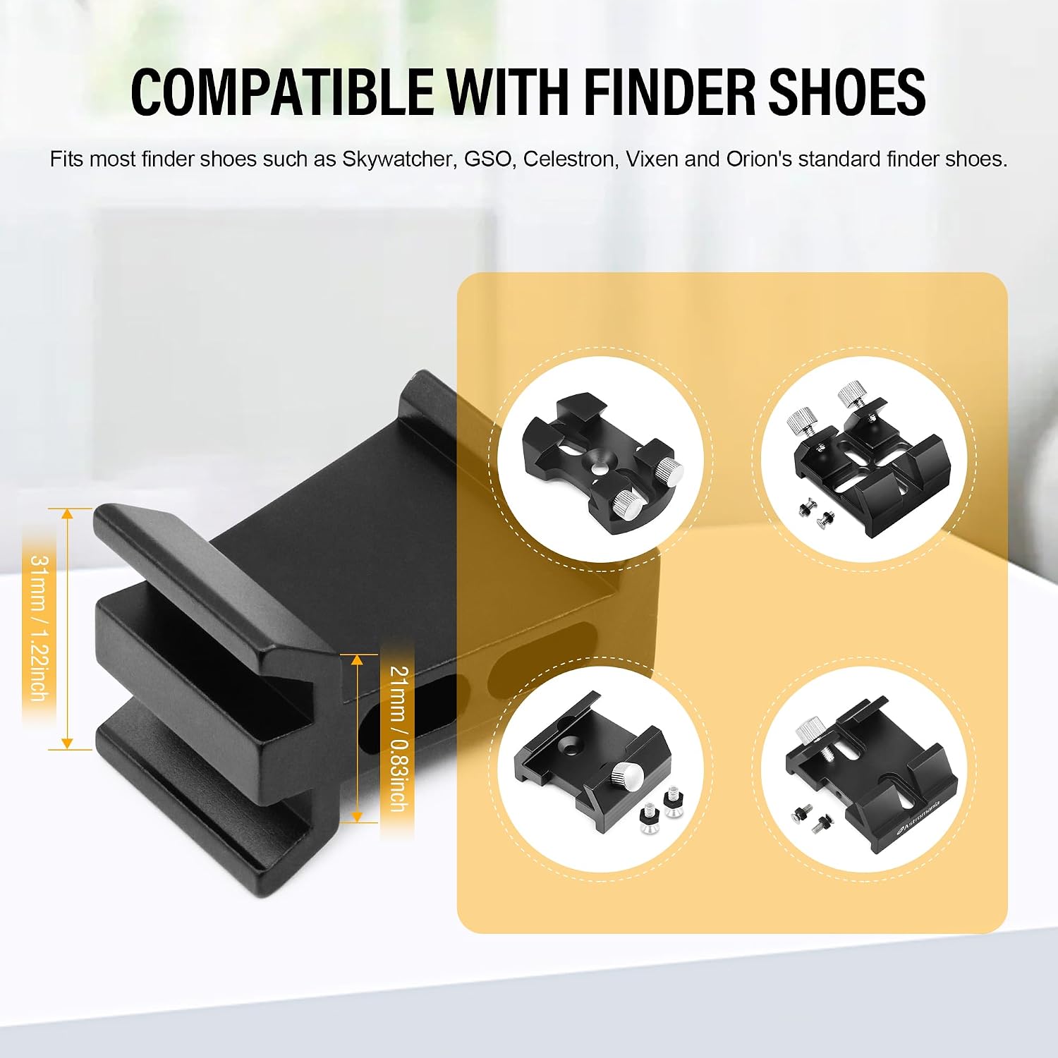 Astromania Dovetail Finder Bracket for Finderscope Telescope Reflex Sight | Metal Alumnium Telescope Accessories, Finder Scope Mounting Bracket, Dovetail Bar For Starpointer Red Dot Aiming Devices