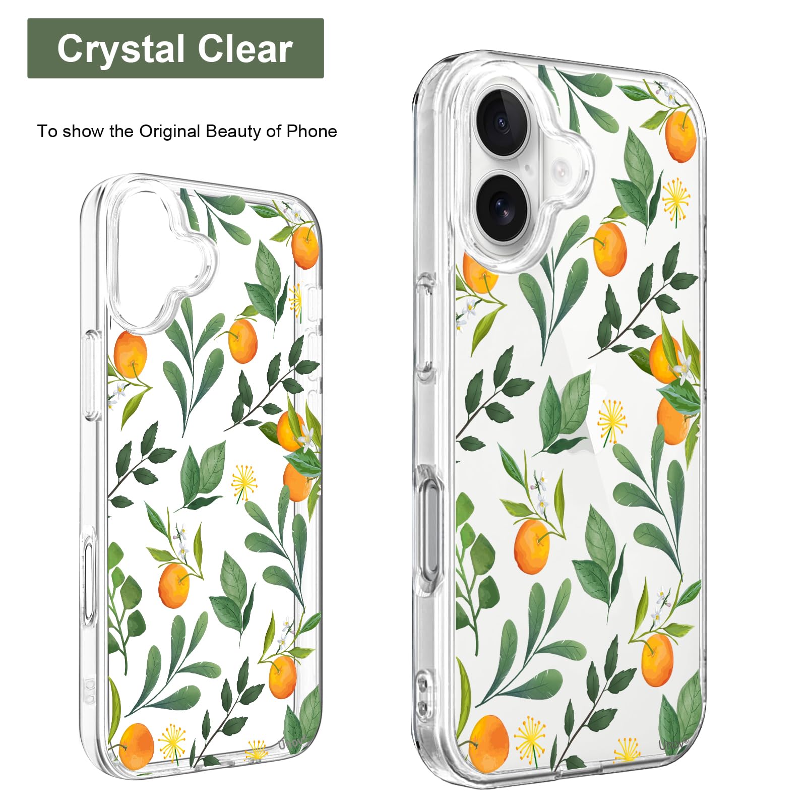 Unov Case Compatible with iPhone 16 Plus Clear with Design Embossed Pattern Soft TPU Bumper Slim Protective (Cirtus Flavors) - Image 3
