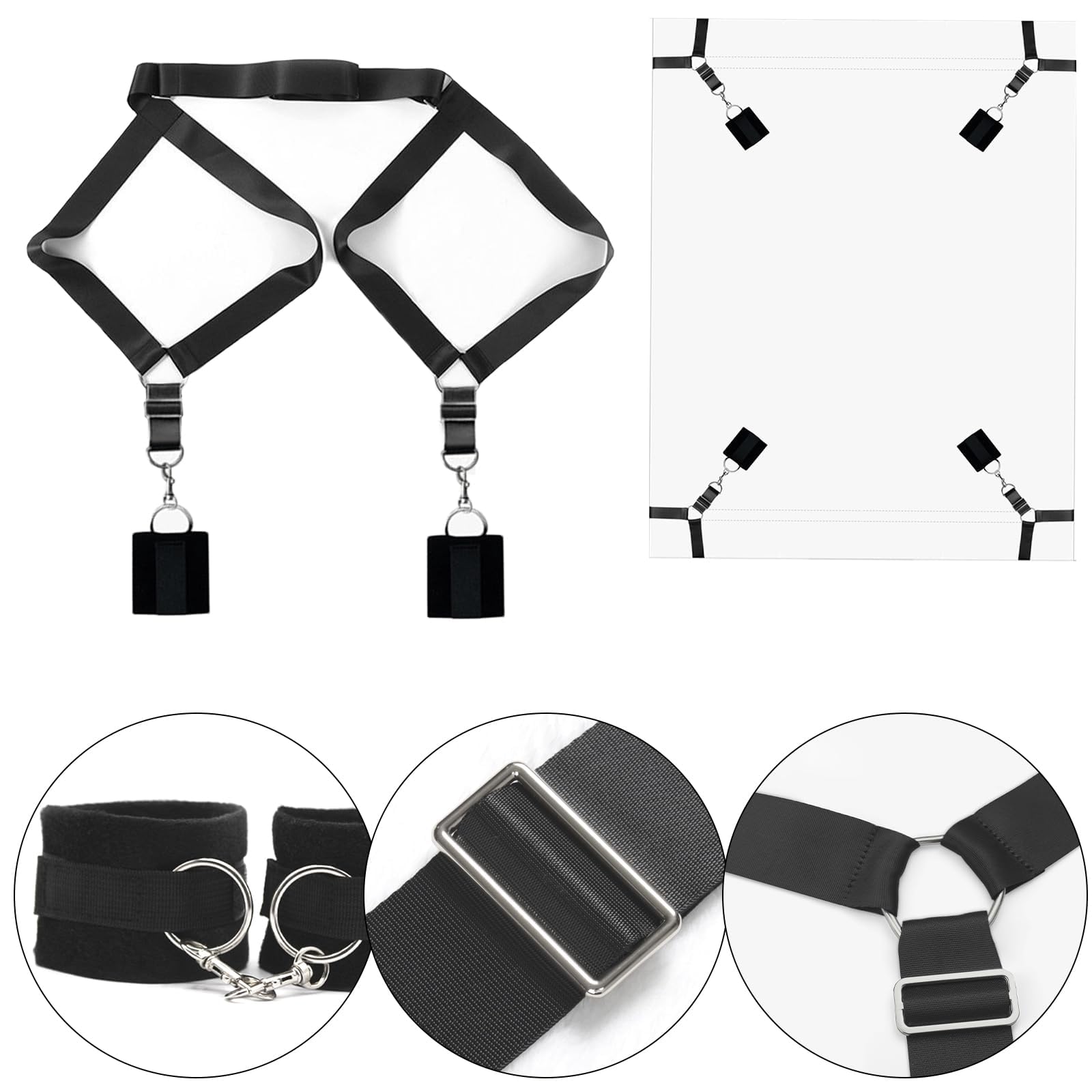 Menottes Sex Lit(4-coins) Kit Sex Toýs Couple,Retenue et Bondage Lit Set Accessoires,Menottes Sexy érotique Pinces pour Mamelon Oeillères Sexe Jeux Sexuelle Adulte Couple (Lit-5pcs)