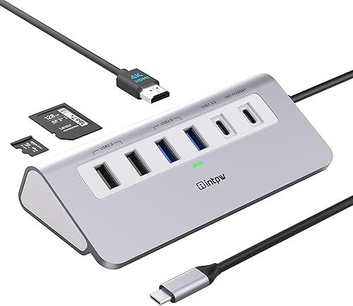 Miniatura 11 de Estación de acoplamiento USB-C P9, concentrador USB C 9 en 1 intpw con HDMI 4K, 3 tipo A/C 3.0 5Gbps, PD 100W, 2 puertos tipo A 2.0, SD/TF,