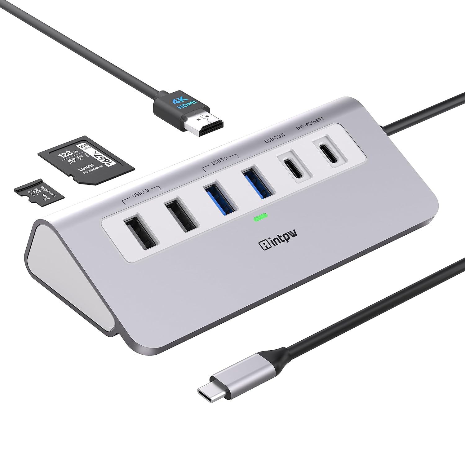 P9 USB C Hub intpw 9-in-1 USB C Hub Multiport Adapter with 4K HDMI PD 100W Type-C 2