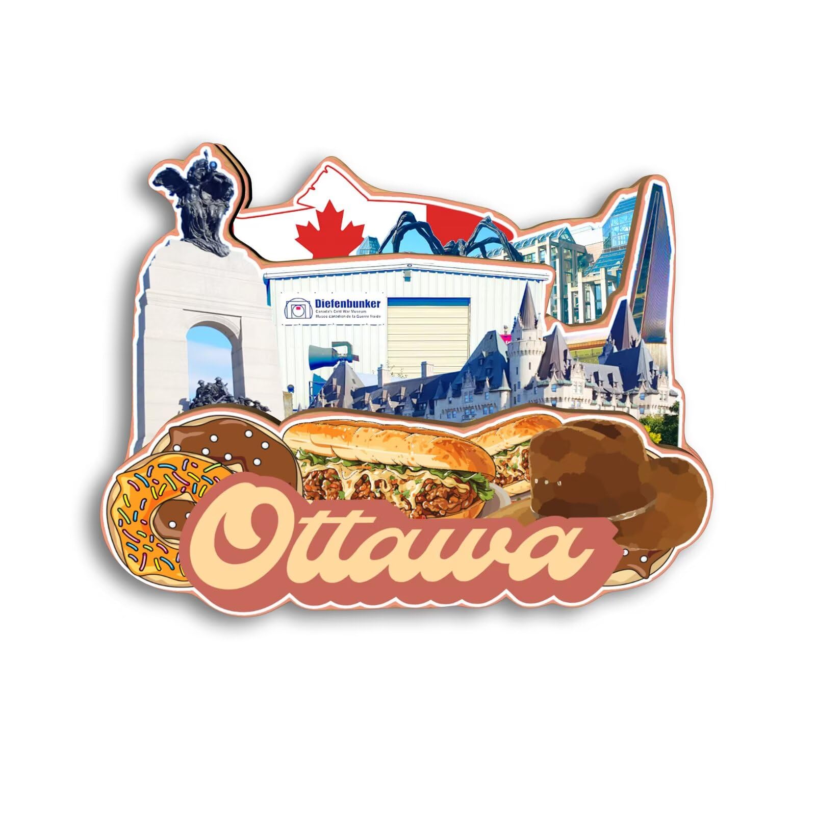 Refrigerator Magnet for Ottawa Canada Travel Souvenir 3D Handmade Wooden Home Decoration Landmark Decorative Fridge Sticker Tourist Trip Collection Gift 926