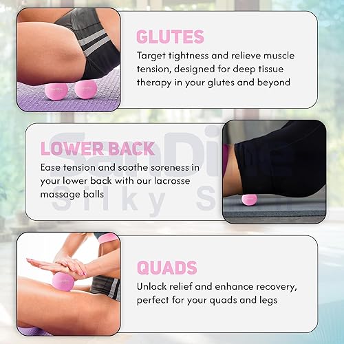 Miniatura 5 de Sandine - Pelotas de masaje Lacrosse para masaje de tejido profundo, liberación de tensión, alivia el dolor muscular, mejora la flexibilidad, ideal