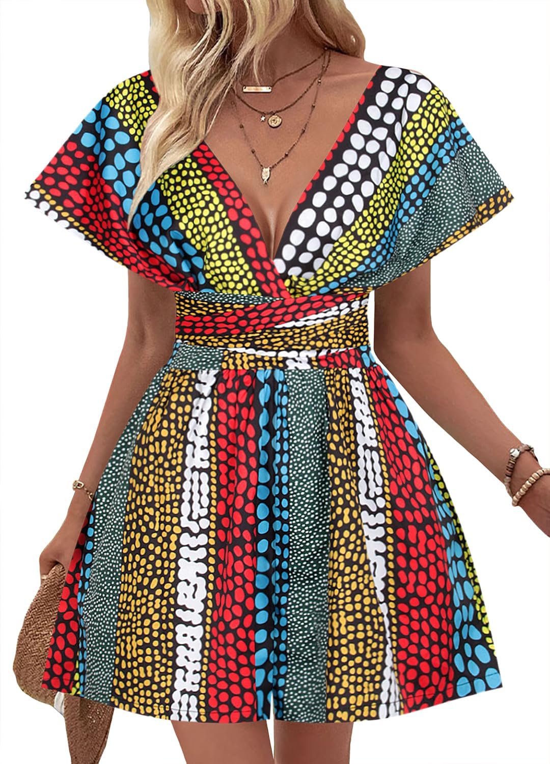 Segreto Mono de mujer con estampado africano, para manualidades, multiuso, traje de verano, pantalones cortos, holgado, casual