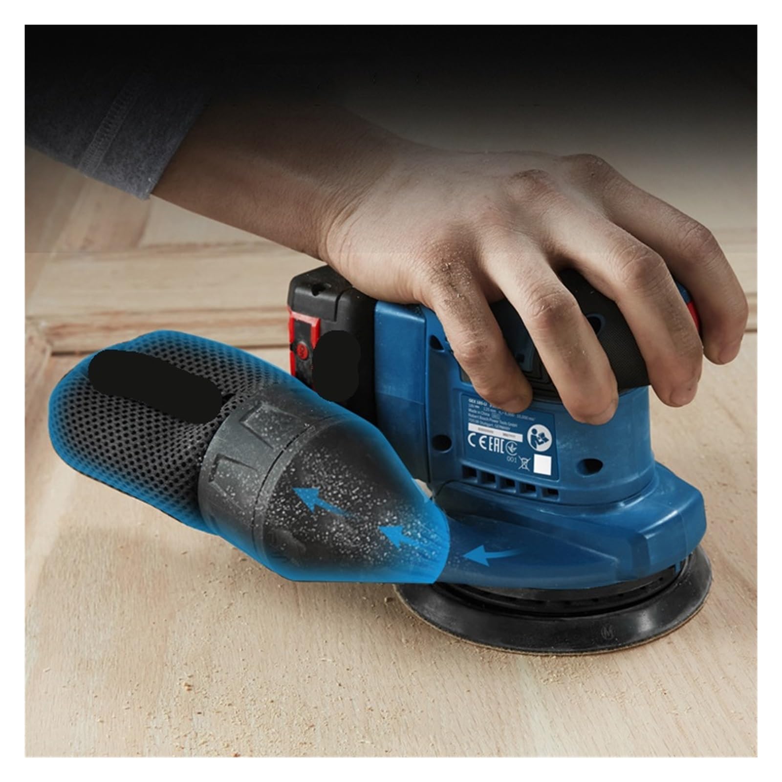 Levigatrice a orbita casuale senza fili Levigatrice eccentrica for la lavorazione del legno con macchina for carta vetrata ricaricabile senza spazzole da 125 mm per lavorazione del legno, levigatura e